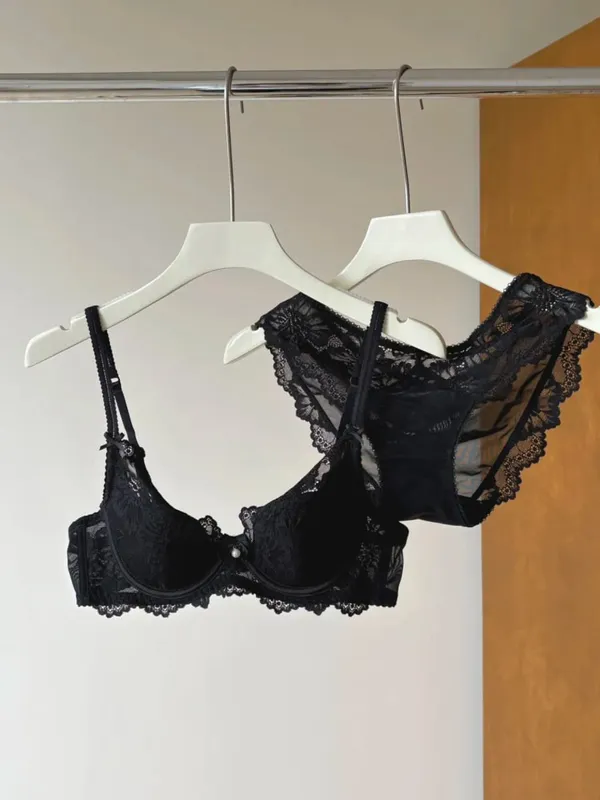 Lila französischer Spitzen-BH mit Stickerei, weicher Bügel, Minimizer, große Brust, Lift, Anti-Durchhängen, Unterstützung, tägliche Dessous, 32–38 BH-Set