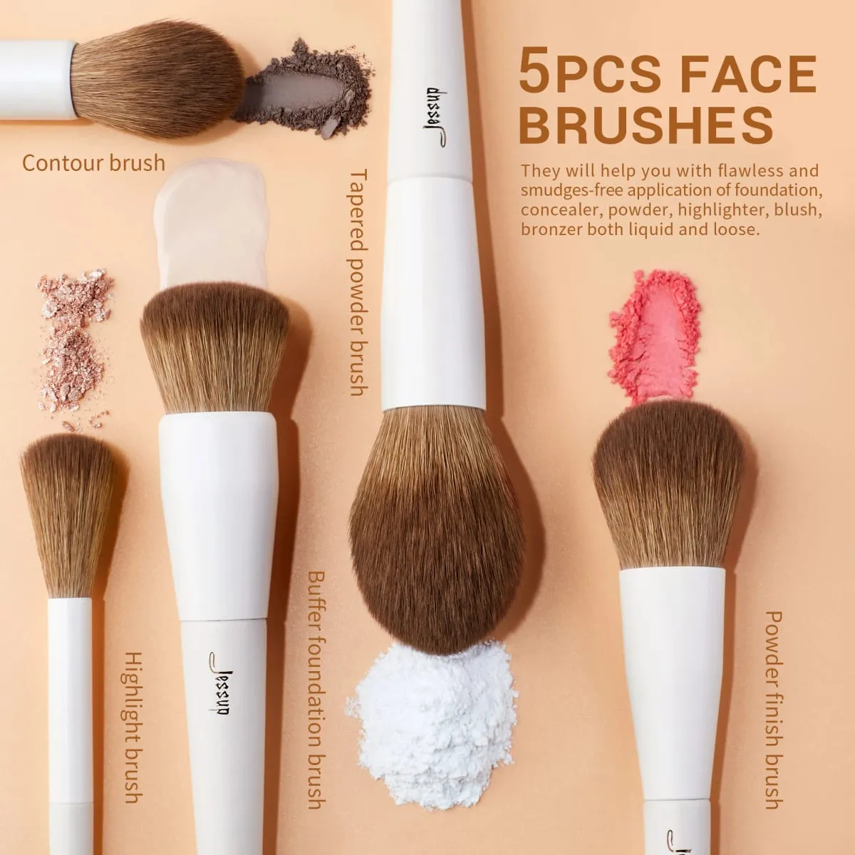 Jessup 14 ชิ้นชุดแปรงแต่งหน้า Professional Synthetic Soft Foundation Powder Blending Eye Shadow Contour Liner แปรงชุด T329 — image 3