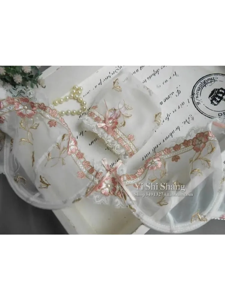 ภาษาฝรั่งเศสคำลูกไม้ Bra & ชุดกางเกง Panty สำหรับ PLUS ขนาด-SHEER ตาข่าย Ultra-Thin Full-หน้าอก Anti-Sagging ชุดชั้นในการออกแบบเซ็กซี่ — image 4