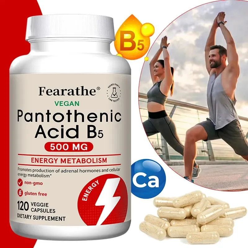 Pantothenic Acid B5 500 Mg Dietary Supplement Regulates Cellular Balance Maintains Energy Levels Supports Metabolism — image 1