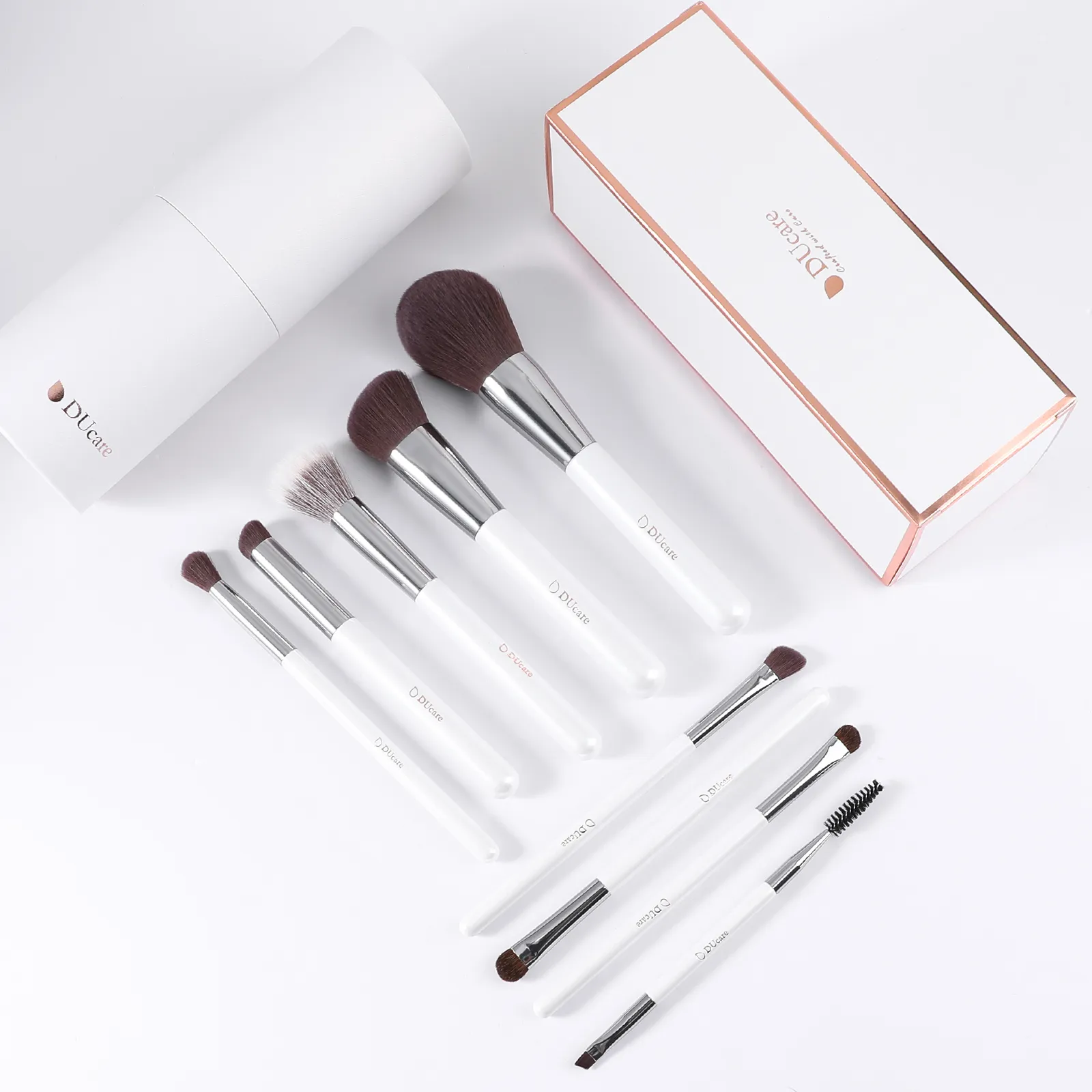 Set di pennelli per trucco DUcare 9 pezzi per fondotinta in polvere, fard, correttori, ombretti, pennelli indispensabili per uso principiante con supporto — image 6