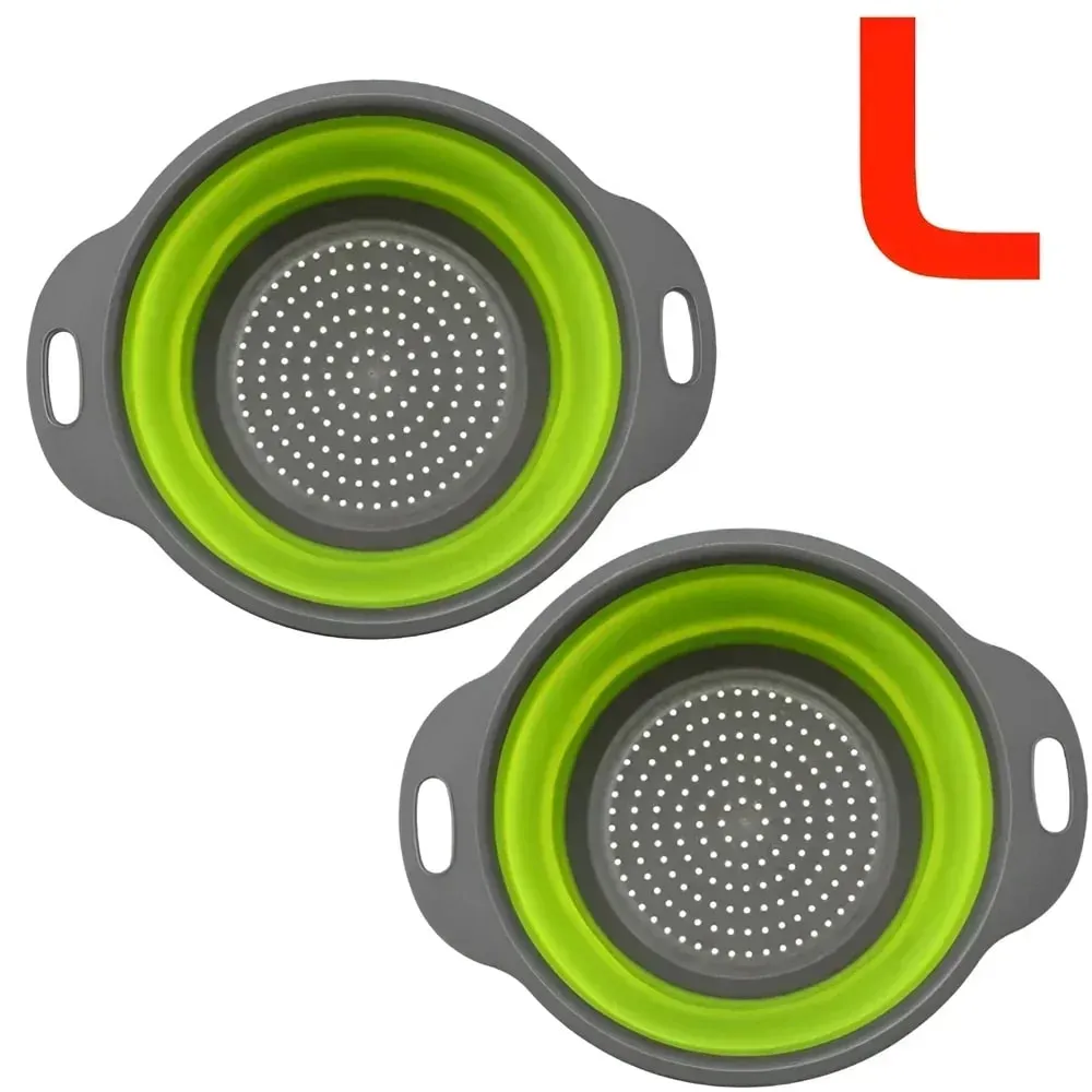 2PCS Silicone Folding Drainer Basket Fruit Vegetable Foldable Colander Kitchen Strainer for Food Pasta Kitchenware Drain Device — image 15