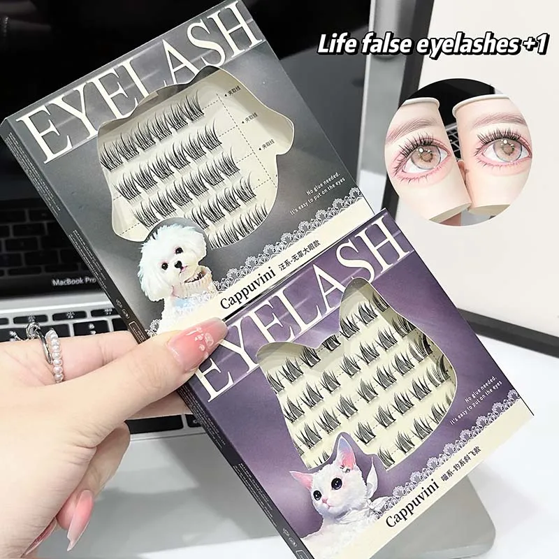 Cappuvini No Glue Needed False Eyelashes Natural Doll Eye Look Reusable Glueless Lashes Set for Wide Eyed Innocent Effect — image 1