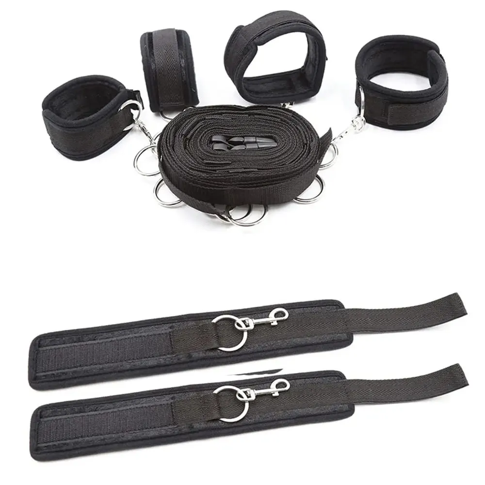 Set Kekangan BDSM Bondage Gari & Buku lali Cuffs Budak Atas Katil Buka Kaki Menggoda Mainan Seks Untuk Wanita Pasangan Erotik Tiada Vibrator — image 2