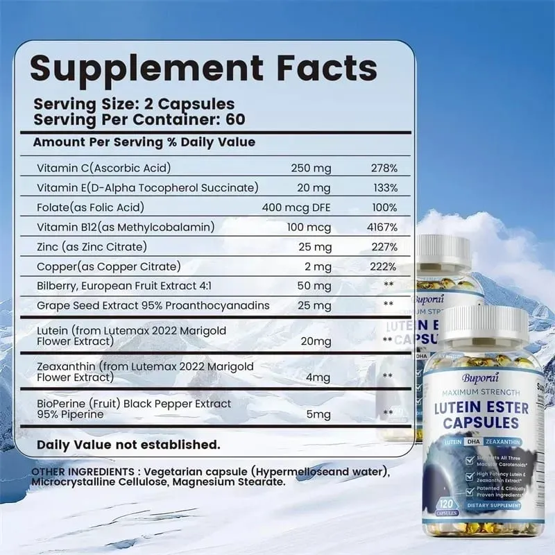 Lutein Ester Capsules - Support Eye Health Maintain Clear Vision Relieve Eye Fatigue Anti-oxidation Protect Against UV RaysS — image 3