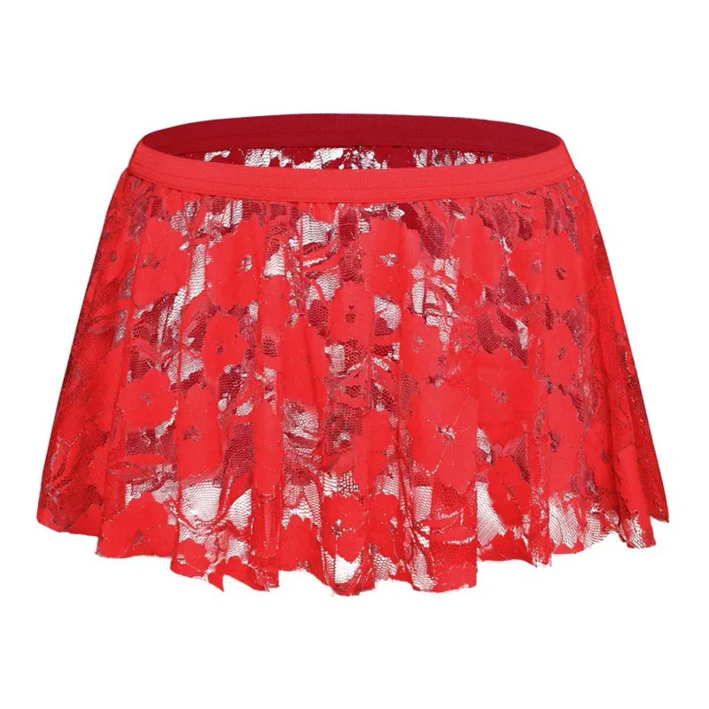 Jupe en dentelle unie pour hommes, maille transparente, pour Lingerie basse, jupes plissées, transparente, bas moulant pour soirée — image 11
