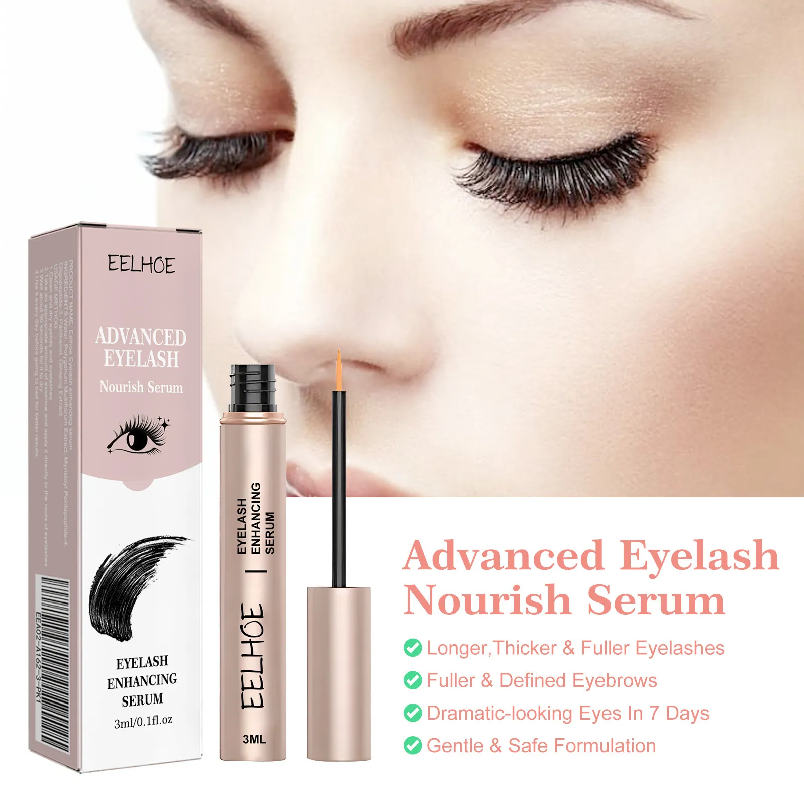 7 วัน Eyelash Growth Serum ขนตาธรรมชาติ Enhancer หนาหนาขึ้น Curling คิ้ว Lifting Eye Care Fuller Lashes ผลิตภัณฑ์