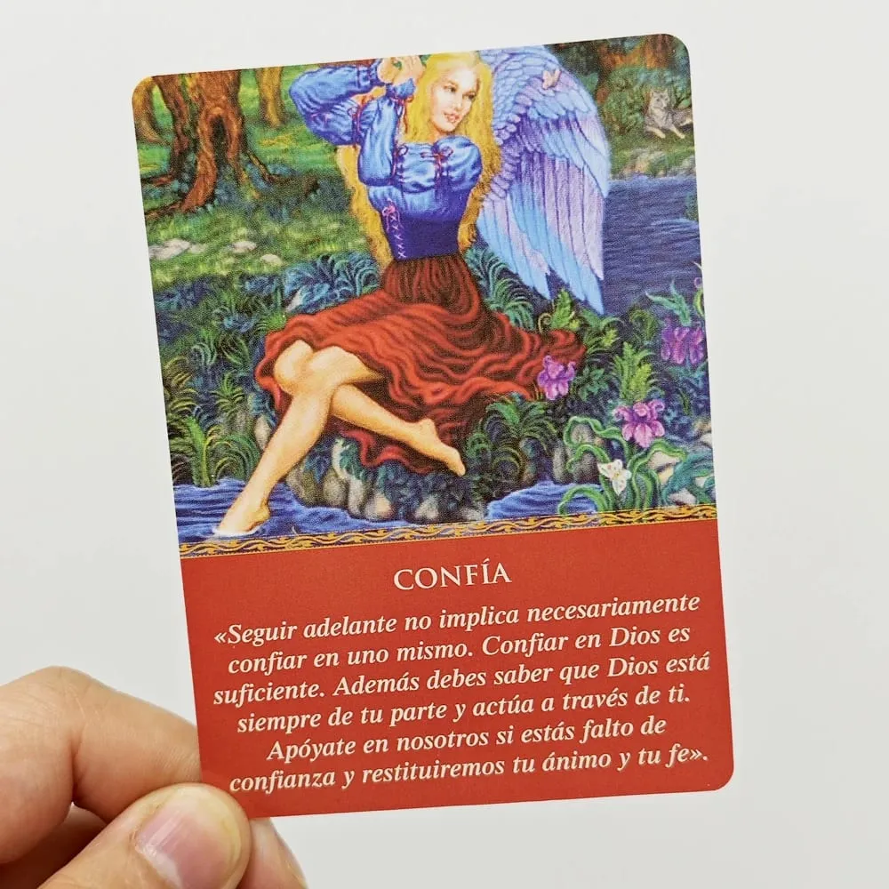 Conseils quotidiens de vos anges Oracle Deck 10,4 x 7,3 cm, édition espagnole, 44 cartes — image 2