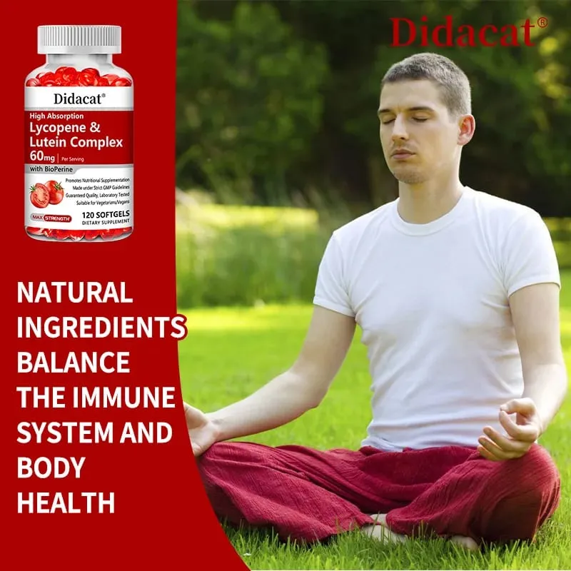 Lycopene + Lutein Complex 60mg with Bioperine Dietary Supplement for Prostate Heart & Eyes Health Antioxidant Non-GMO — image 2