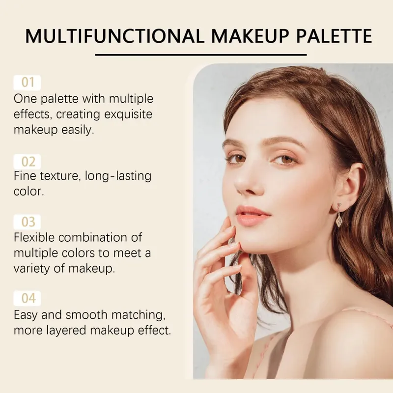 Paletka makeupu Zvýrazňovač očních stínů Blush Bronzer All-in-One Paletka na obličej Třpytivá matná cestovní velikost kosmetická sada Vánoční dárek — image 4