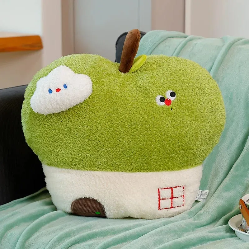 Simpatico cuscino in peluche della casa di mele opzionale con coperta 2 in 1 cuscino da tiro cuscino imbottito con frutta kawaii regalo per la decorazione della camera da letto del divano — image 3