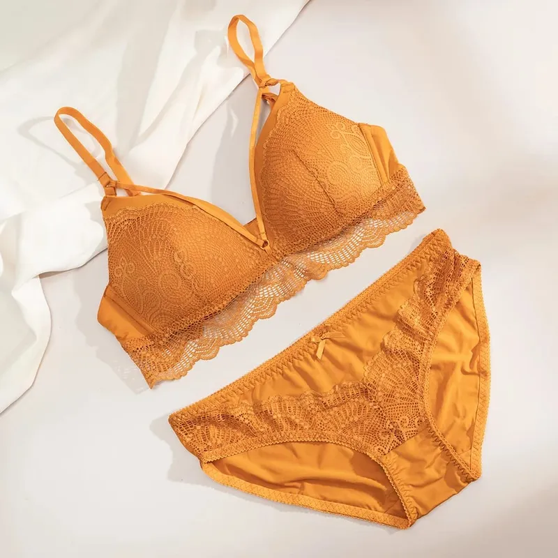 Slip reggiseno in pizzo senza fili da donna Set spalline sottili regolabili Abito intimo quotidiano traspirante e morbido 3 colori disponibili — image 8