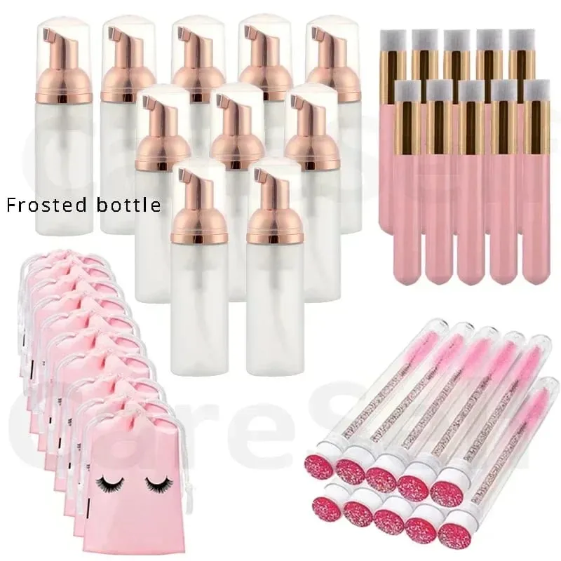 40pcs Empty Lash แชมพูขวดและชุดแปรงปั๊มโฟมและจมูก Pore แปรงทำความสะอาดลึก Eyelash EXTENSION TUBE — image 11