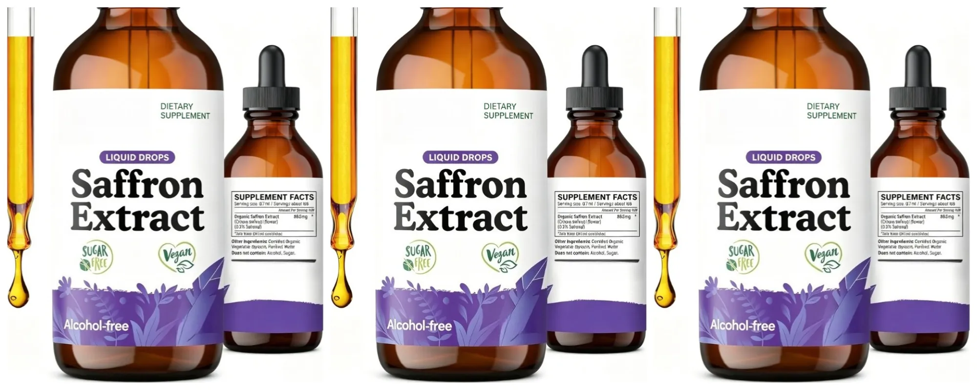 Organic Saffron Liquid Extract Drops Plant Based Herbal Supplement Vegan、sugar & Alcohol Free 60ml Daily Health Supplements — image 8