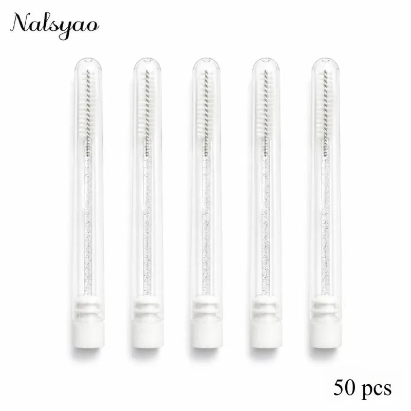 일회용 마스카라 완드 눈썹 브러시 애플리케이터 속눈썹 브러쉬 50pcs 속눈썹 연장 용 재사용 가능한 속눈썹 브러시 튜브 — image 8