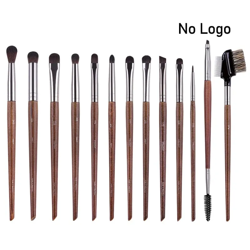 Pennelli per trucco occhi in legno naturale set completo Ombretto Pro Crease Kit per trucco sfumino evidenziatore sopracciglio Pennello per ciglia labbra pratico — image 26