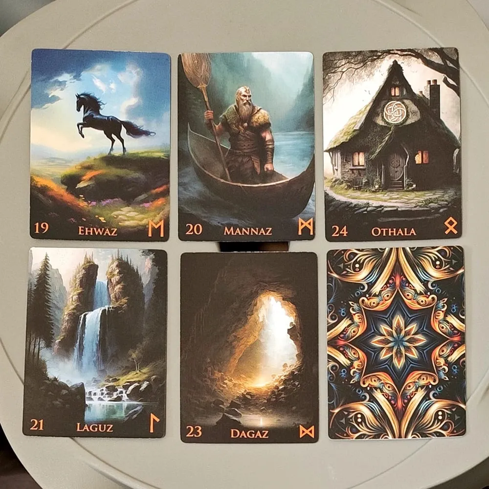 Weird World Runes Deck 9*6cm - 25 cartas de oráculo Elder Futhark para adivinación impresas en cartulina de doble relieve 350GSM — image 5