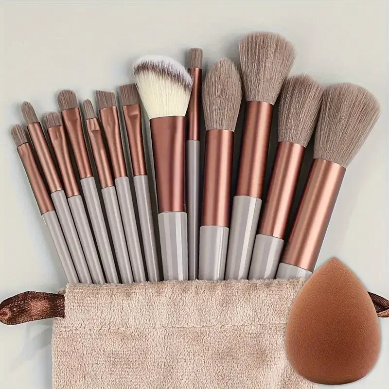 Professiona 13PCS Set Berus Mekap Foundation Eyeshadow Blush Powder Campuran Kosmetik Gebu Lembut Set Lengkap Alat Solekan Wanita