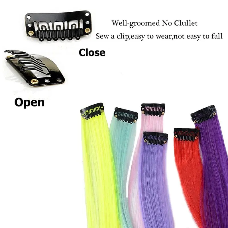 Clip sintetica lunga dritta da 22 pollici nelle estensioni dei capelli Posticci ad alta temperatura Colori arcobaleno Accessori per capelli per le donne — image 4
