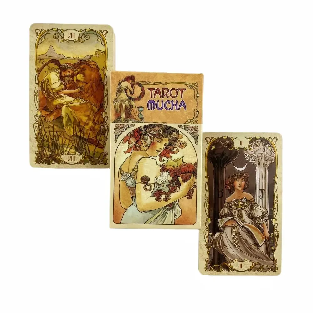 Kad Tarot Mucha Permainan Kad Dek Tarot Mainan Kad Ramalan Tarot Papan Panduan Ramalan — image 4