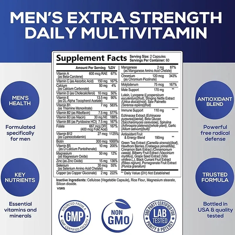 Supplément multivitaminé pour hommes - Fournit de l'énergie et de l'endurance, soutient la santé et la vitalité du cœur et du cerveau — image 3