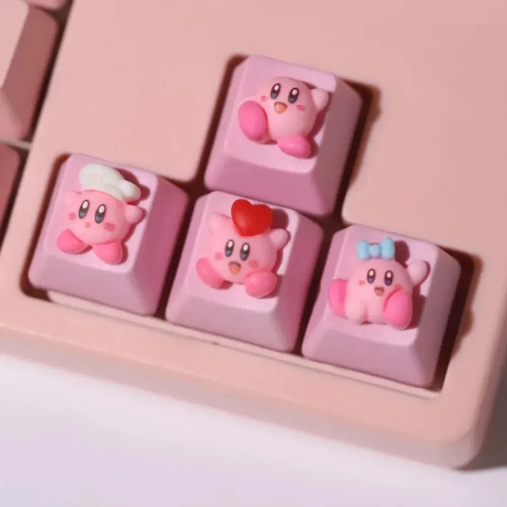 Kirby Keycaps แป้นพิมพ์สำหรับ Mechanical น่ารักหมวกชุดปุ่มส่วนบุคคล Keycaps DIY หมวกอะนิเมะการ์ตูนสีชมพู 3D Keycaps — image 4