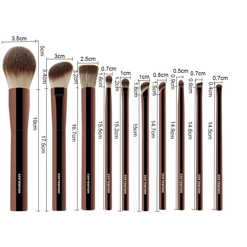 10 ชิ้น/เซ็ตนาฬิกาทรายแปรงแต่งหน้าอายแชโดว์ Domed Crease แปรงแต่งหน้า Stippling Angled Shadow Brow พร้อมกระเป๋าเครื่องสำอาง — image 5