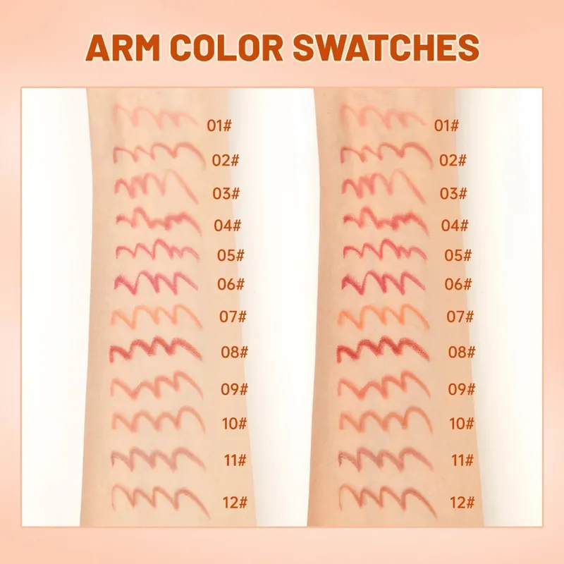 12 pz/set Matte Lip Liner Matita Contorno Labbra Contouring Rossetto Duraturo Alto Pigmento Non Facile Dissolvenza Velluto Fine Lipliner — image 4