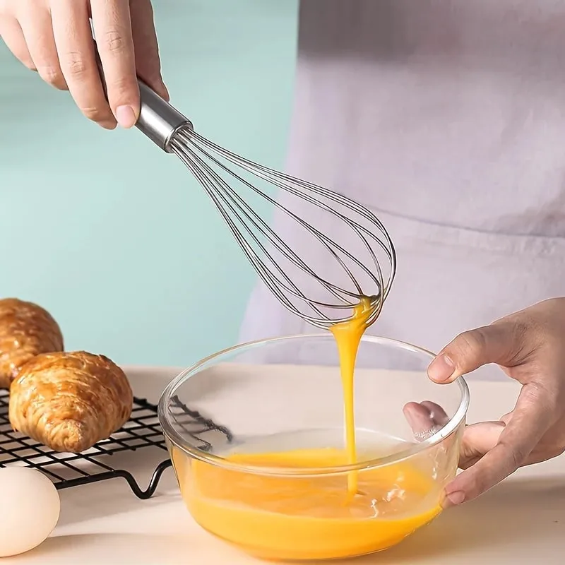 Fouet manuel en acier inoxydable, ustensile de cuisson moderne et Simple, Durable, résistant à la rouille, facile à fouetter, œufs, pâte à crème, facile à nettoyer, pour la cuisine à domicile, pour les amateurs de pâtisserie, gâteaux faits maison, desserts, Gadget d'agitation, 1 pièce — image 7