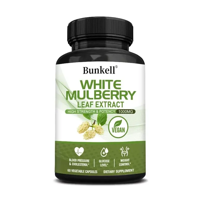 Hvidt Mulberry Leaf Extract 1000mg - 120 Kapsler Hvid Mulberry Leaf Ikke-GMO glutenfrit supplement Høj styrke og styrke — image 9