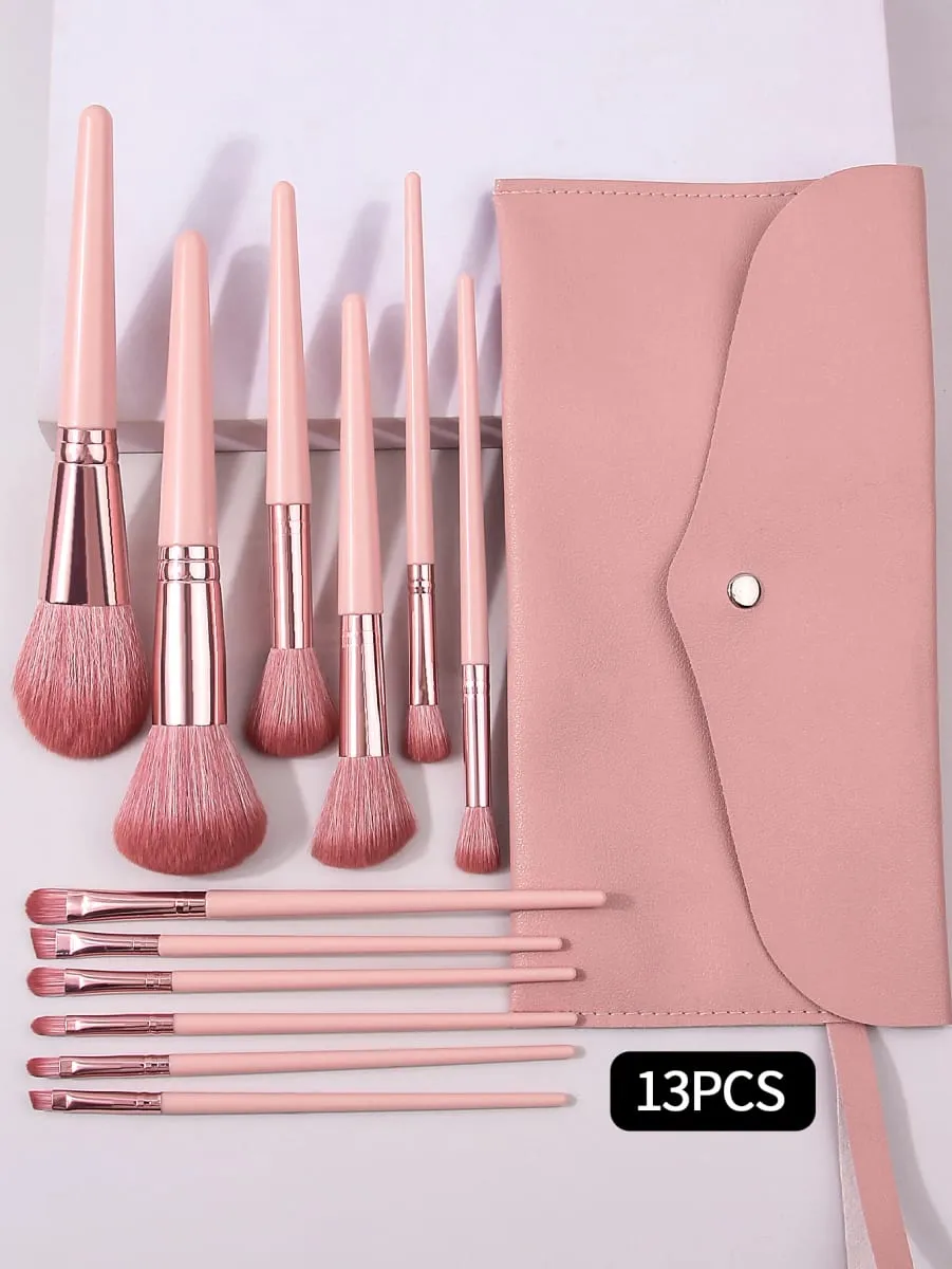 Das 13-teilige Make-up-Pinsel-Set wird mit einem tragbaren Umschlag für Make-up-Pinsel, Rouge, losem Puder und Eyeliner-Pinseln geliefert — image 3