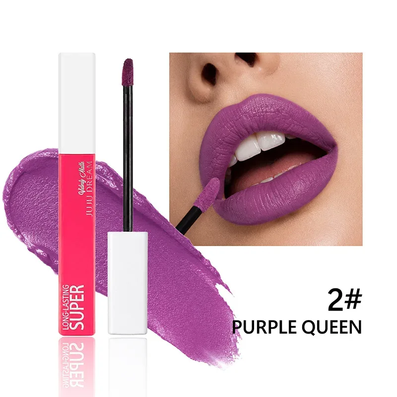 Matte Liquid ลิปสติกสีม่วง Long Lasting กันน้ำ Velvet Lip Gloss