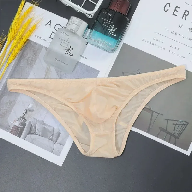 1PC Summer New Underwear Men's Ice Silk Briefs Ultra-thin Transparent Breathable Sexy Comfortable Low Waist Underpants for Men — image 4
