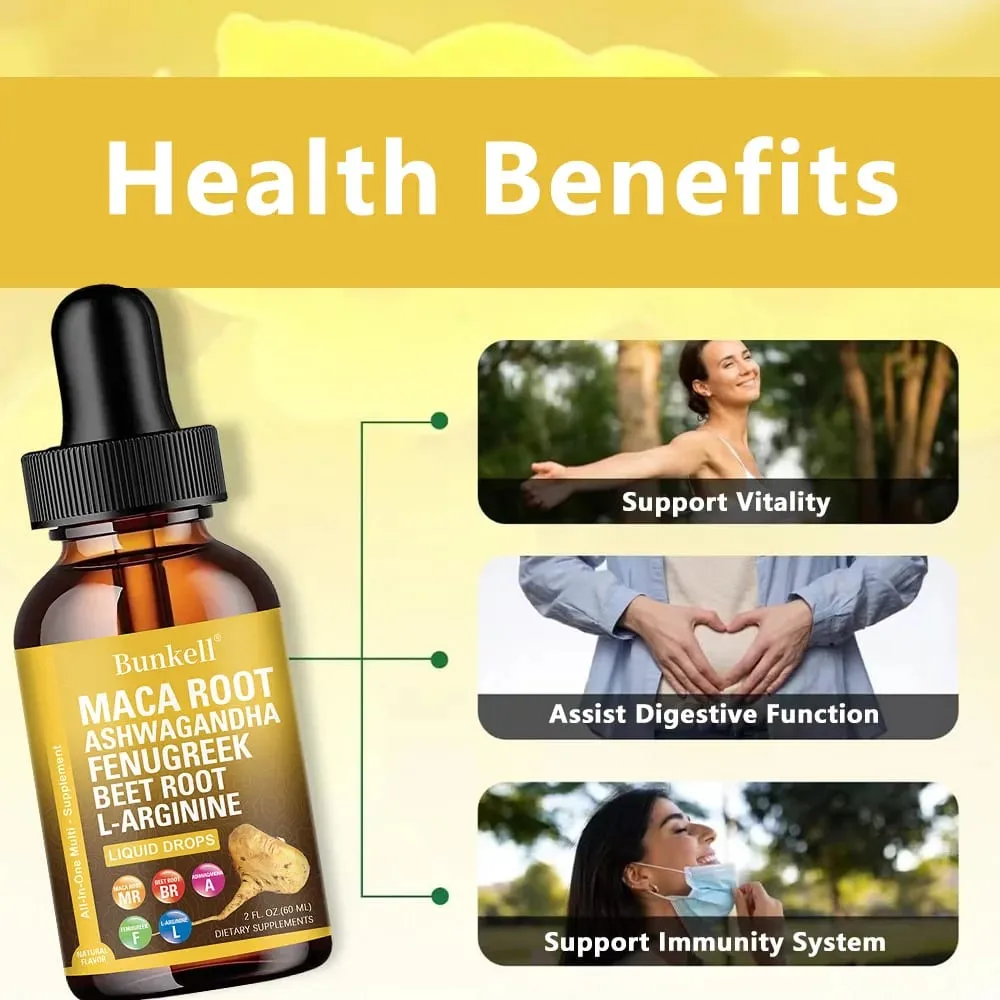 Organic Maca Root Liquid Drops with Ashwagandha Fenugreek Beet Root and L-Arginine Liquid Multivitamin for Women and Men — image 3