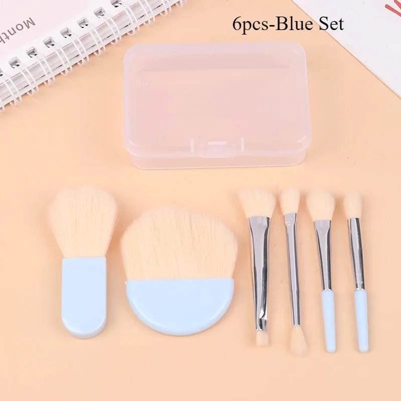6Pcs Mini Travel Makeup Brushes Set with Clear Box Portable Cosmetic Powder Foundation Blush Blending Concealer Make Up Brushes — image 9