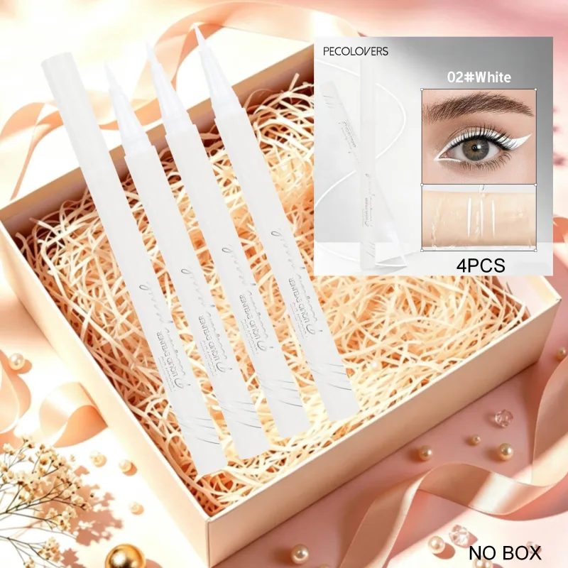 4PCS White Eyeliner Pen Waterproof Liquid Eyeliner Pen Ultra-fine Tip Anti Sweat Fast Drying Eye Cosmetics