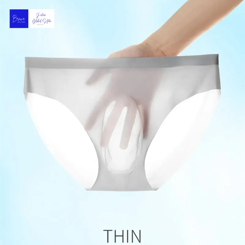 1Pc Ice Silk Sexy Men's Briefs Underpants Breathable Man Underwear Briefs Transparent Sexy Men Underwear Summer Mens Panties — image 2