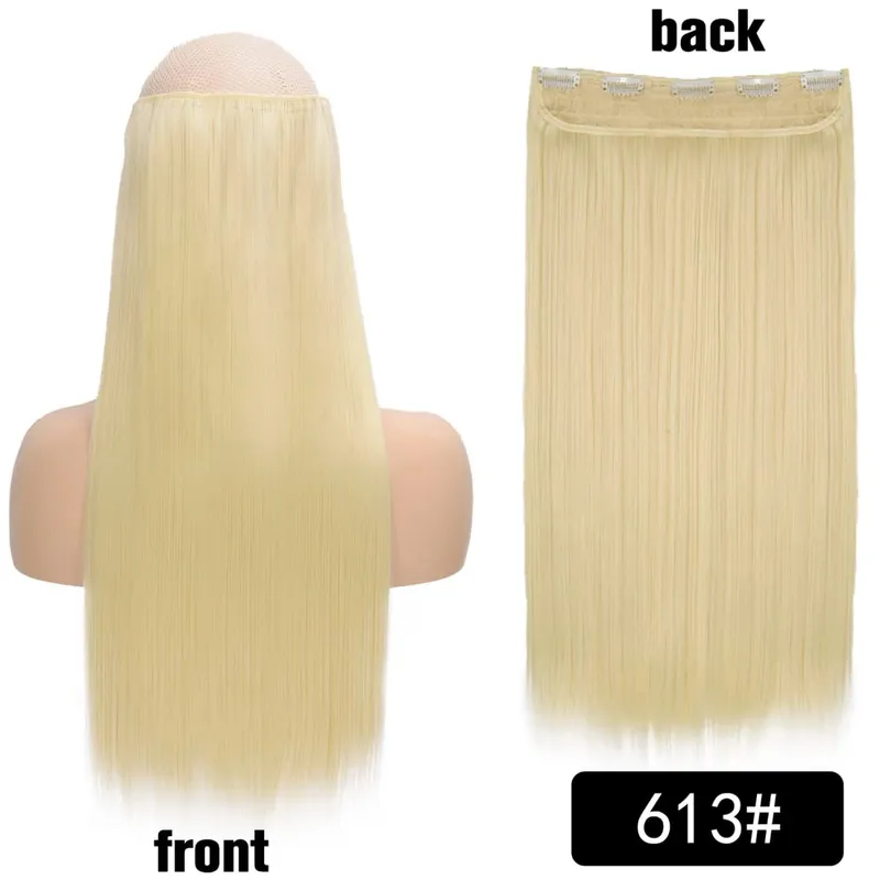 Long Straight Curly One Piece 5clips Clip-in Extensions 22Inch Heat Resistant Hairstyles Colour Mix Blonde Hair Piece For Women — image 59