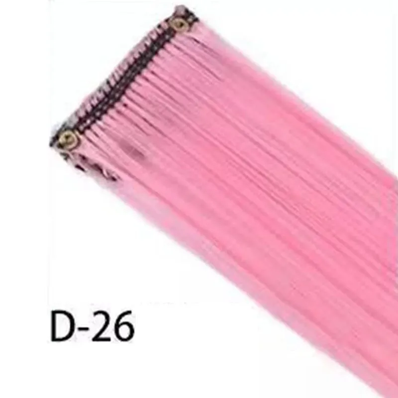 Synthetic 10Pcs colorful Hair Extensions Clip in Colored Party Highlights Extension for Kids Girls Long Straight Hairpiece — image 25