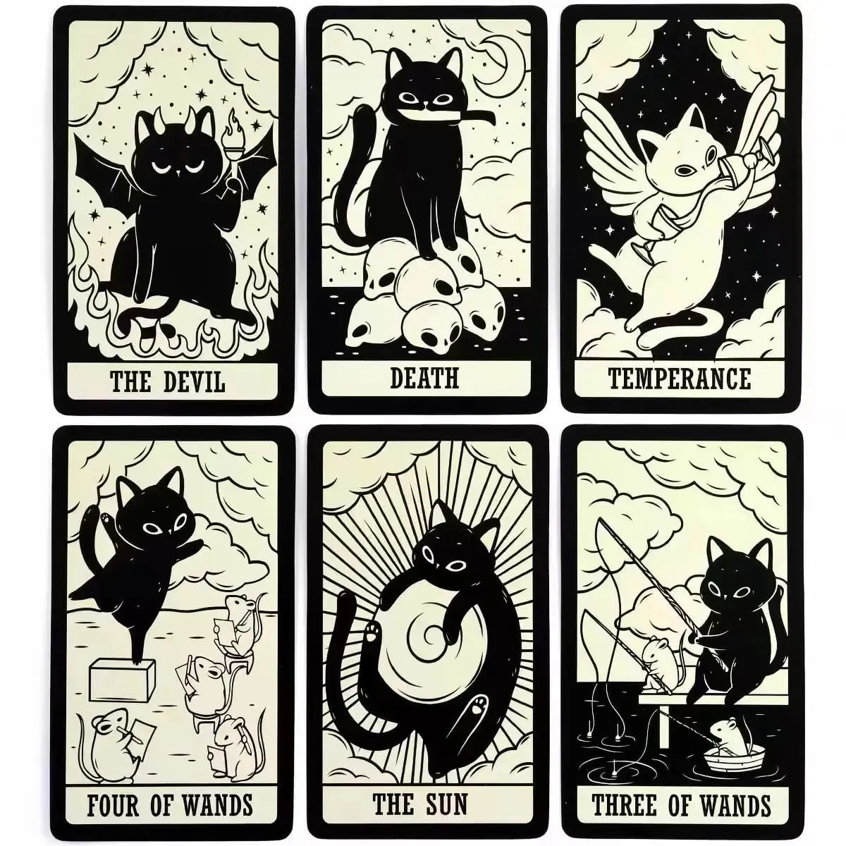 ลูกแมวไพ่ทาโรต์ 78PCS Black Cat Deck Oracle Divinationเวทมนตร์สัตว์น่ารักTarotสำหรับผู้เริ่มต้นจิตวิญญาณเกมกระดานGif — image 5