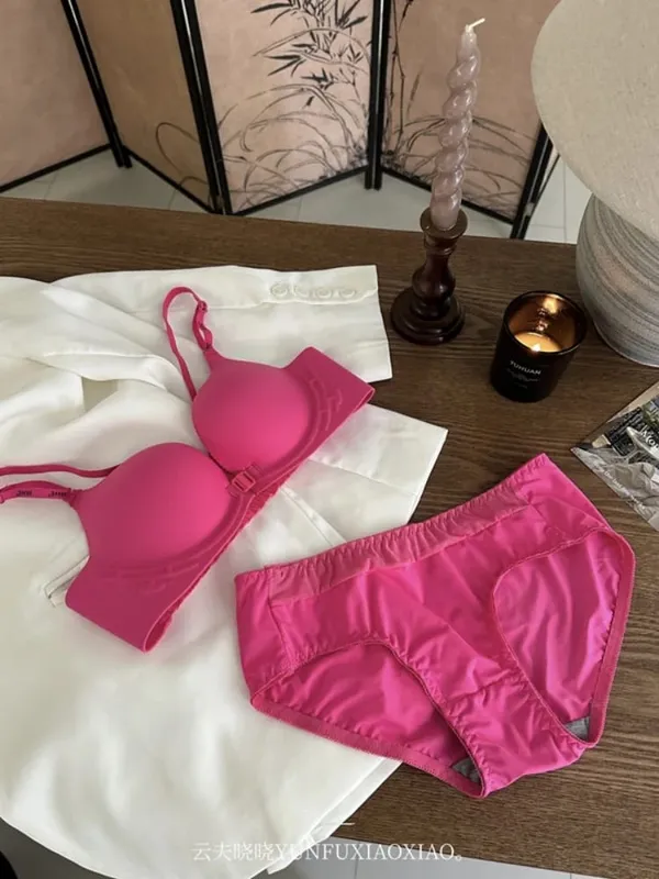 Set di lingerie senza schienale con chiusura frontale con set di reggiseno confortevole e senza fili, anti-cedimento, edificante, con busto piccolo. — image 5