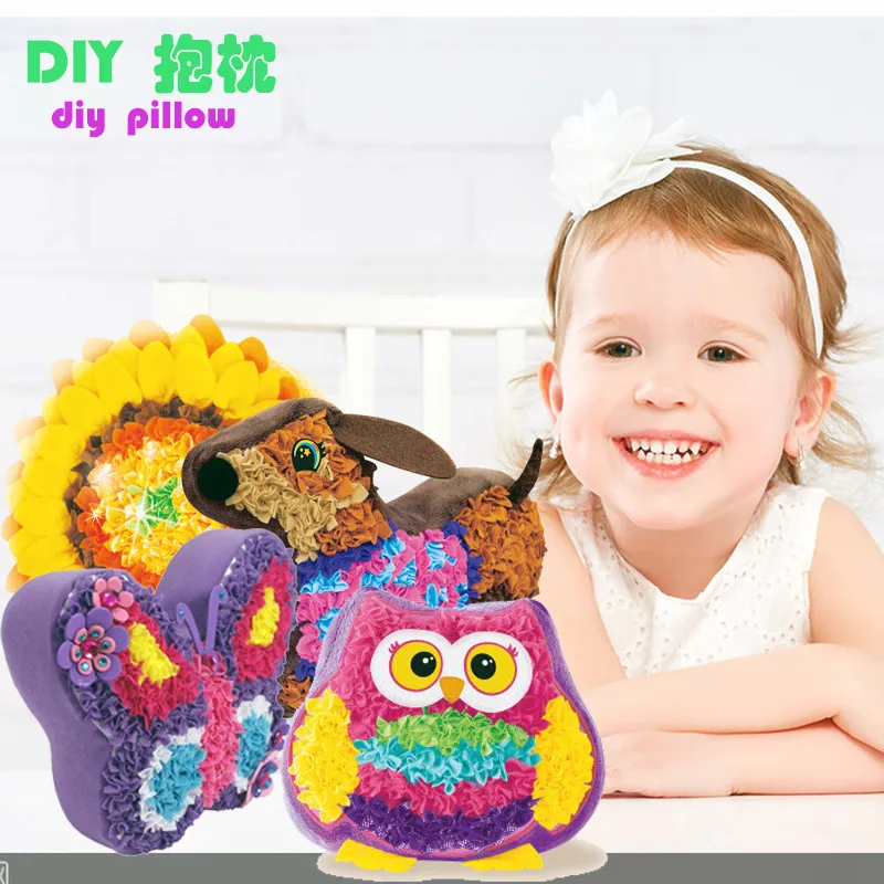DIY pluszowa poduszka dla dzieci ręcznie robiona poduszka pakiet materiałów miękka zabawka Kawaii urocza lalka dla dzieci Puzzle dla dzieci zabawki wykonane ręcznie zestawy prezenty dla dziewczynek