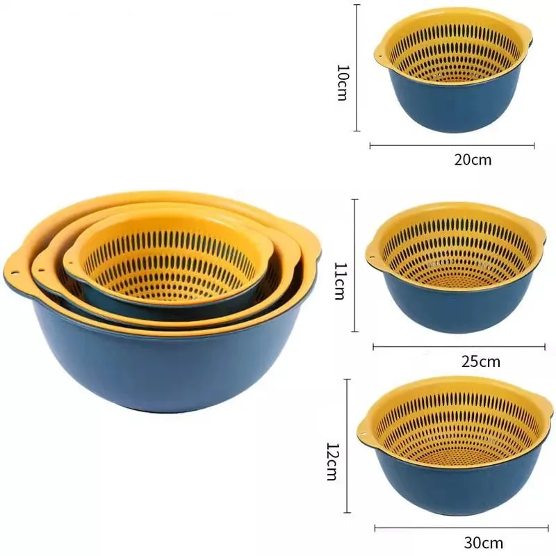 6PCS 주방 싱크 야채 드레이너 과일 바구니 다기능 3 크기 Stackable Wash Basin 야채 배수 바구니 분지 — image 11