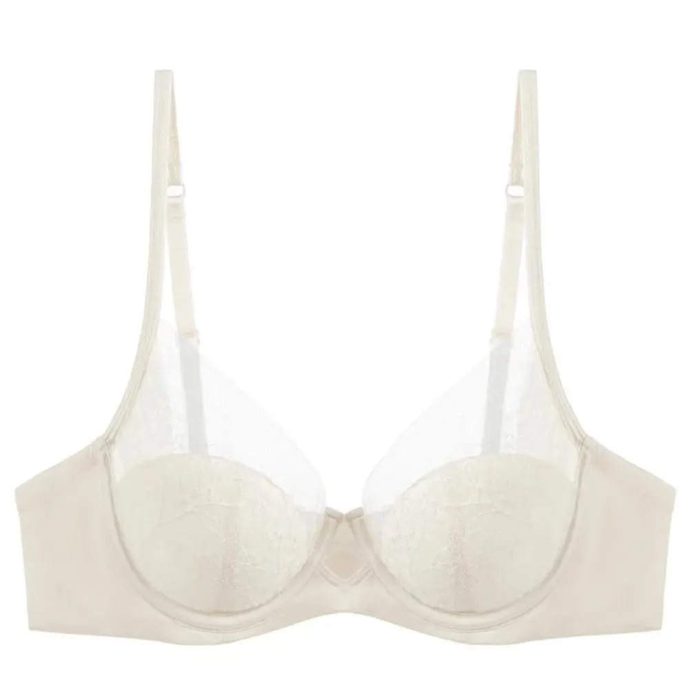 Ensemble de Lingerie en dentelle, bonnet fin, minimiseur, soutien-gorge et culotte, confort, couverture complète, intimes pour gros buste, sous-vêtements festifs quotidiens pour femmes — image 3