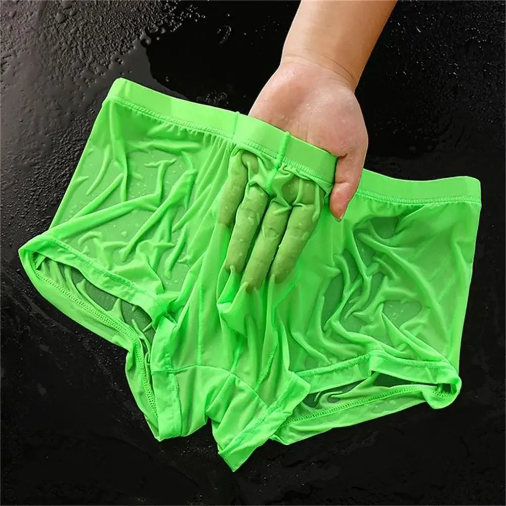 Transparente Boxer Männer Eis Seide Schnell Trocknend Männliche Badehose Sommer Nahtlose Unterwäsche Ultra-dünne Plus Größe Shorts — image 6