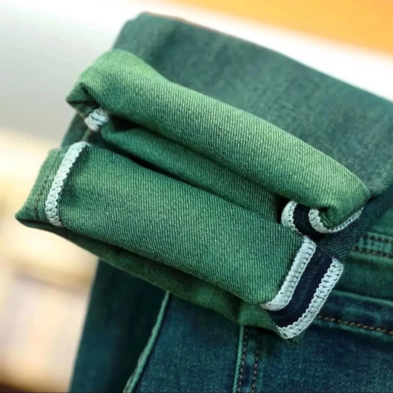 Grüne Water Ghost-Jeans für Herren, schmale Passform, kleine Füße, hochwertige Farbverlaufsfarbe, täglich, lässig, jugendlich, geeignet für alle Jahreszeiten — image 5