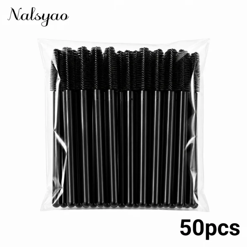 50 Pcs 일회용 실리콘 마스카라 스틱 애플리케이터 속눈썹 연장 메이크업 도구 눈 속눈썹 브러쉬 속눈썹 메이크업 브러쉬