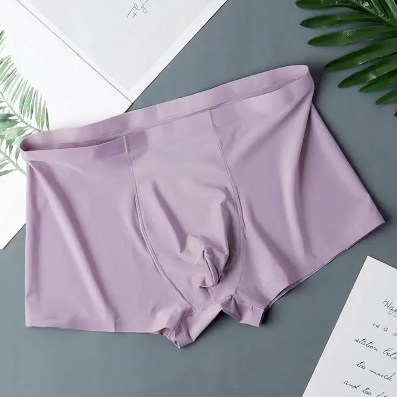10 Pcs Men's Ice Silk Sexy Seamless Ultra-thin Boxer Briefs Shorts Underwear Underpants Male Breathable Panties — image 2