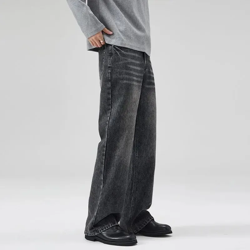 2025 primavera nuovi uomini jeans svasati pantaloni in denim con taglio a stivale dritti jeans grigi vintage uomo comfort pantaloni da uomo fondo a campana — image 3