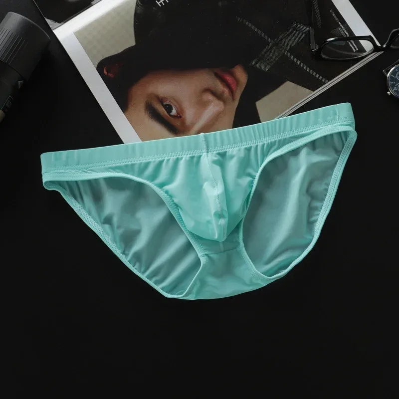 4 Pcs/pack M-4XL Ultra-thin Ice Silk Men Seamless Briefs Transparent Mens Sexy Bikini Underwear Male U Pouch Panties — image 5